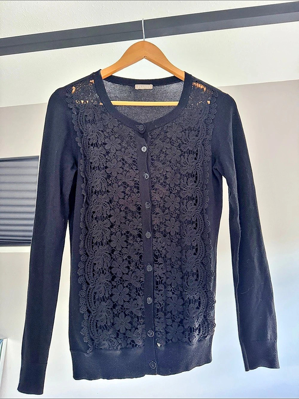 PLANET Black Floral Lace Cardigan Size XS Like New
